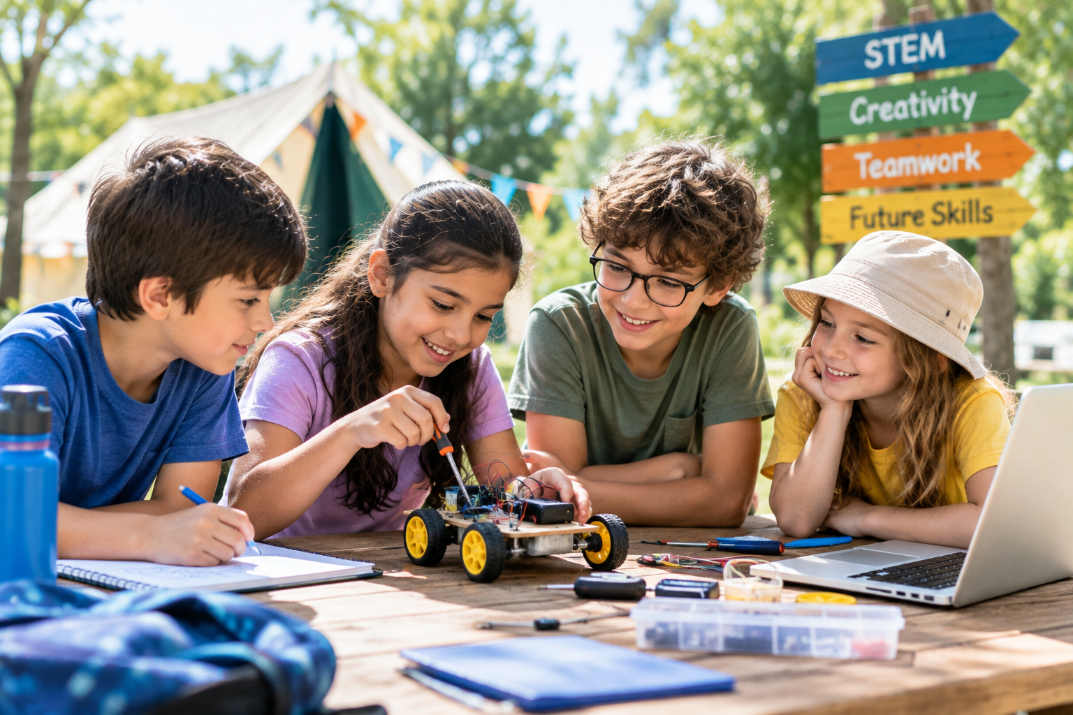 Children developing creativity and critical thinking through a STEM activity